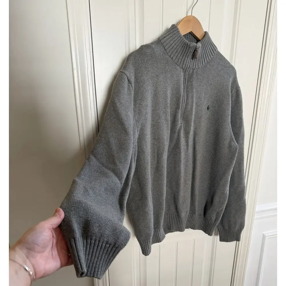 Polo Ralph Lauren Men's Gray Quarter Zip Pullover Sweater Size XXL